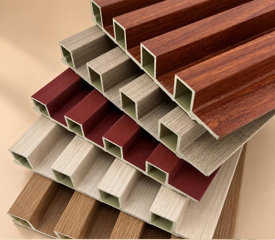 Square Fluted Profile Wood-grain WPC fluted panels in coordinated decorative colours by Home Plus Materials
